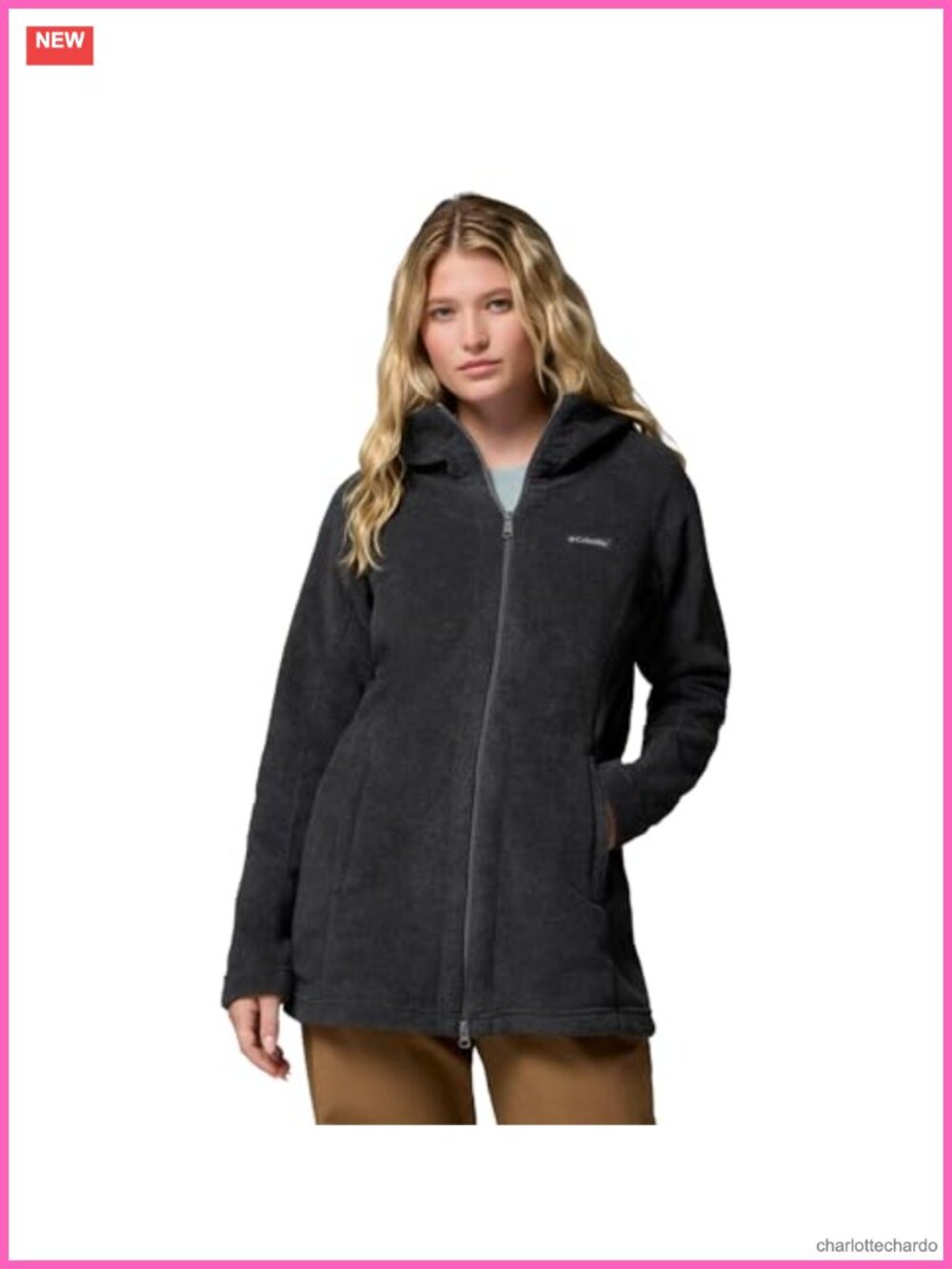 Long Hooded Fleece Jacket Full Zip Womens Cold Weather Coat